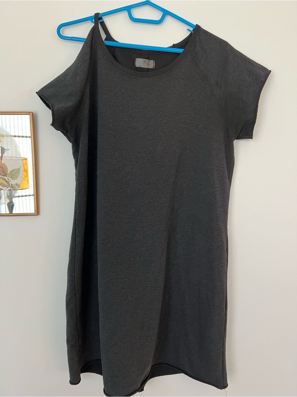 Casual Short Sleeve Tunic Dress - Charcoal